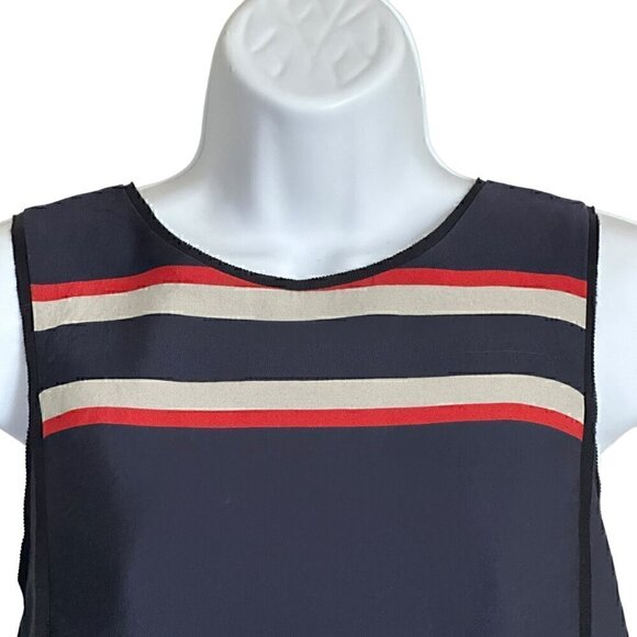 Sea New York Nautical Red Off-White & Navy Blue Sleeveless Peplum Top - Size 8 - Picture 2 of 8